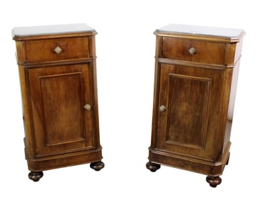 Pair of French Louis Philippe marble top chevets