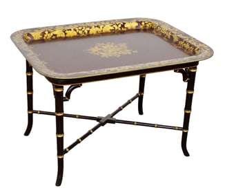English Regency style tray table on faux bamboo base