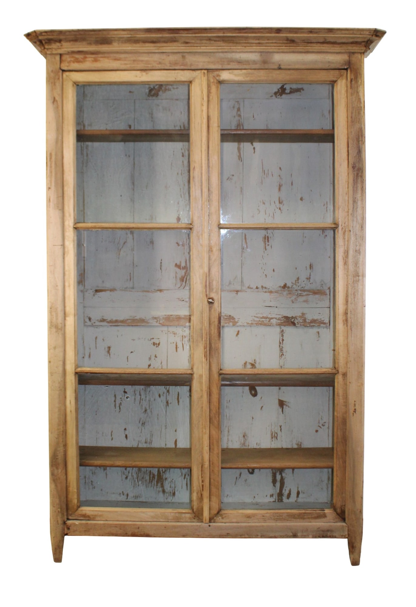 French Louis Philippe 2 door bookcase in bleached walnut with painted interior: French Louis Philippe 2 door bookcase in bleached walnut with painted interior. Late 19th century.81"h x 56"w x 15"d