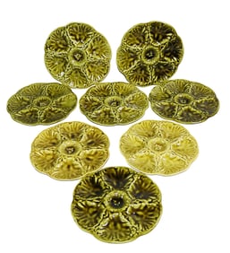 Lot of 8 French Gien Majolica oyster plates