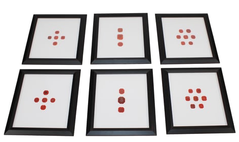 Lot of 6 wax seals framed