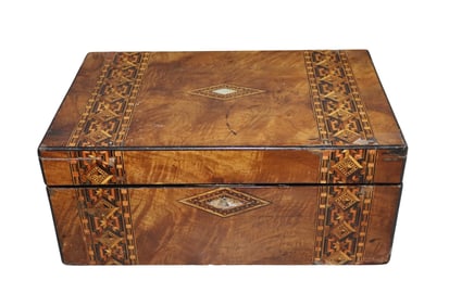 English Tunbridge marquetry lap desk box