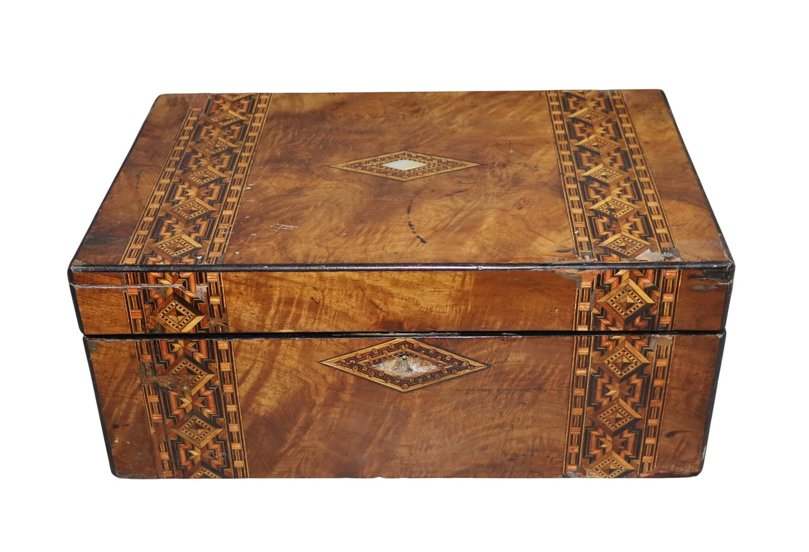 English Tunbridge marquetry lap desk box (1 of 8)