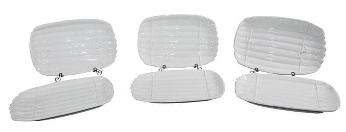Set of 6 Italian Majolica asparagus plates