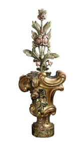 Italian caved polychrome and giltwood altar flowering urn