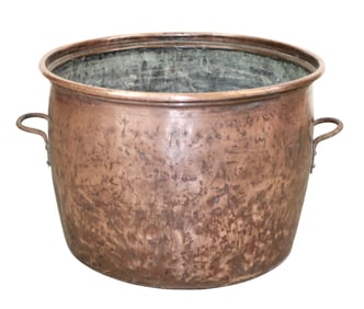 Large scale French copper pot with handles and flat bottom