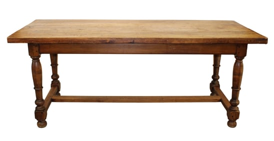 French farmhouse table on turned legs