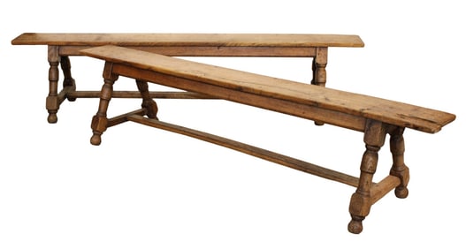 Pair of French backless dining table benches