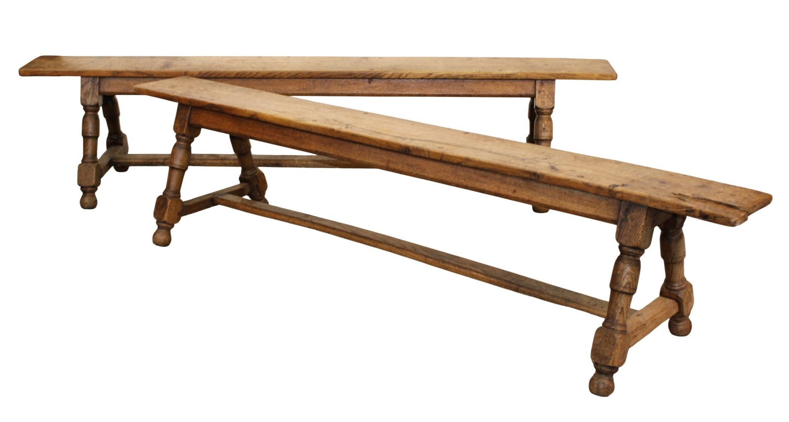 Pair of French backless dining table benches (1 of 8)
