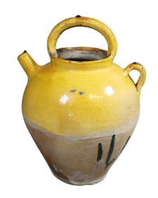 French slip glazed terra cotta cruche pitcher