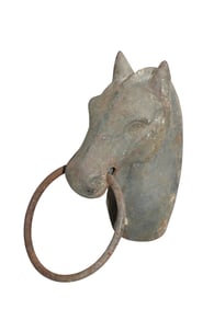 Cast iron horse head on hitching post