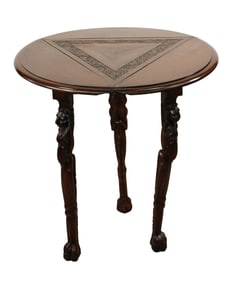 English relief carved drop side table with lions