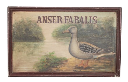 Painted wooden sign depicting a Bean Goose ( anser fabalis)