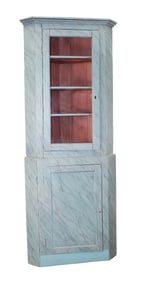 French faux finish painted pine corner cabinet