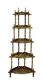 French tiered corner etagere with faux painted finish