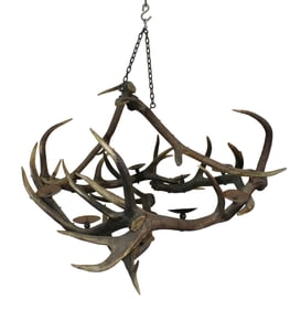 French antler chandelier with 10 candle cups
