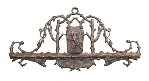 French Corneau Freres cast iron wall mount naturalistic pipe holder with lizard