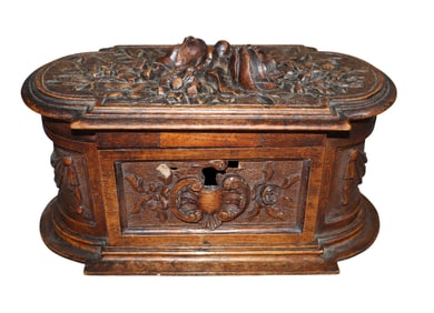 French carved walnut dresser box