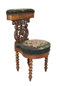 French carved walnut smokers chair