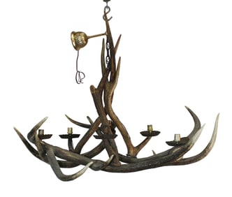 French 6 light antler chandelier