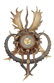 Black Forest wall mount clock with antlers