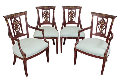 Set of 4 Italian painted curved back chairs