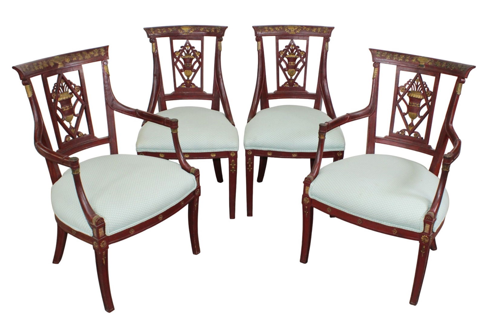 Set of 4 Italian painted curved back chairs (1 of 10)