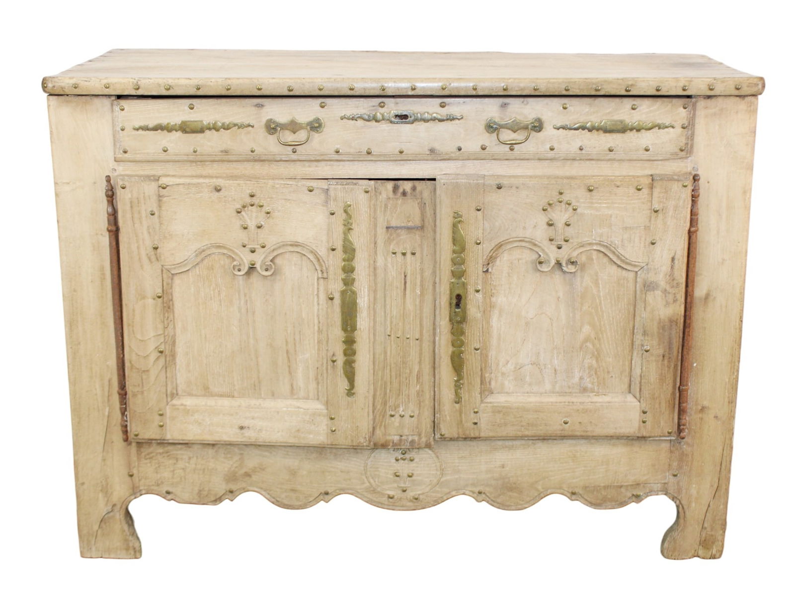 French bleached oak buffet bas with studded decoration (1 of 10)
