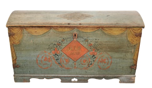 Swedish dome top marriage trunk dated 1831