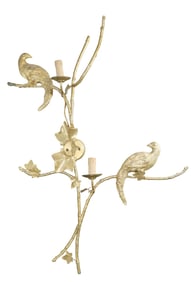 French Maison Bagues (attributed) bronze wall sconce with birds