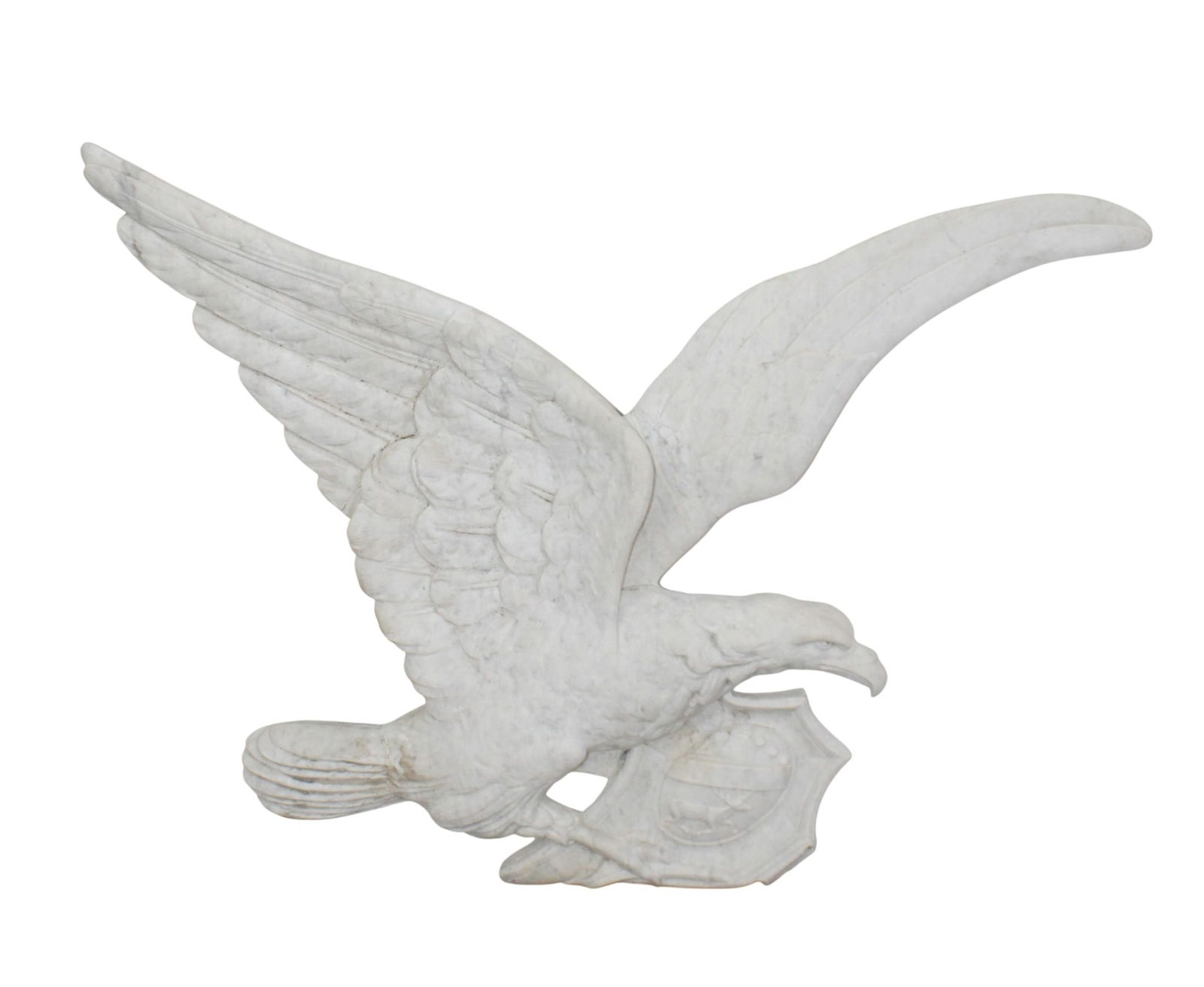 Italian carved white marble eagle holding coat of arms (1 of 6)