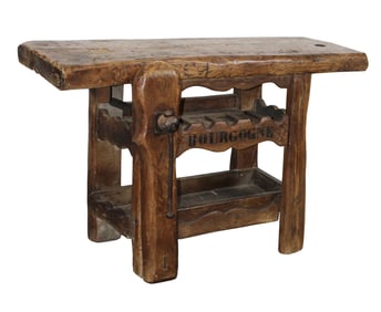 French carpenters bench mounted as wine console
