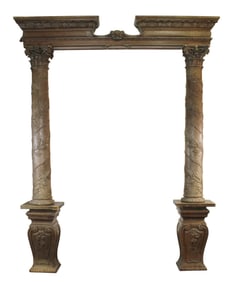 French carved oak surround with columns from Chateau Grand Puy Lacoste