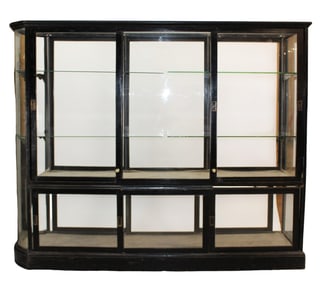American haberdashery curved side display case