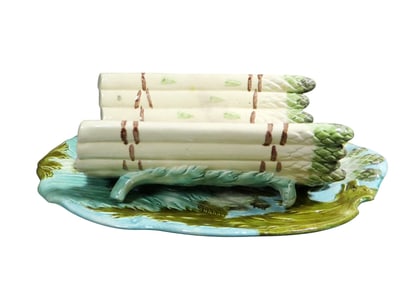 French Majolica 2 piece asparagus platter