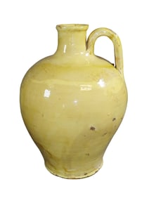 French oversize glazed terra cotta cruche pitcher