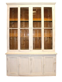 French farmhouse 4 door painted pine bookcase