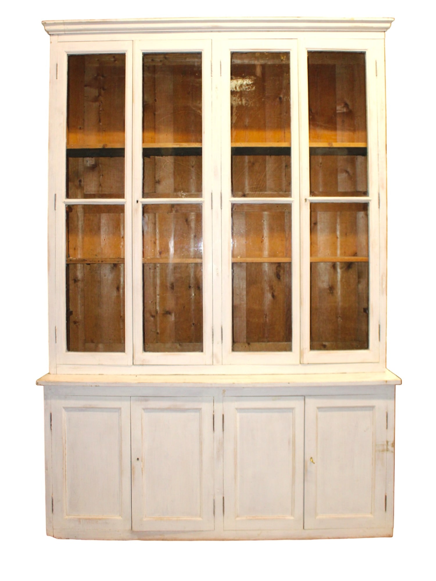 French farmhouse 4 door painted pine bookcase (1 of 9)