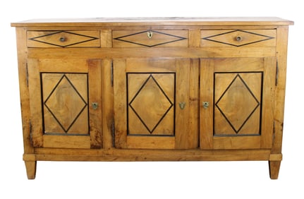 French Directoire 3 door enfilade with inlaid diamond on doors