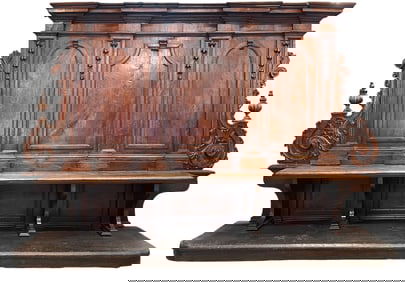 Grand scale Italian Renaissance hall bench