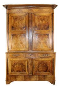 French Louis Philippe deux corps in walnut and burled walnut