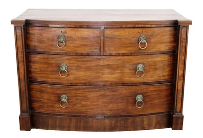 English Regency bowfront 3 drawer commode in mahogany