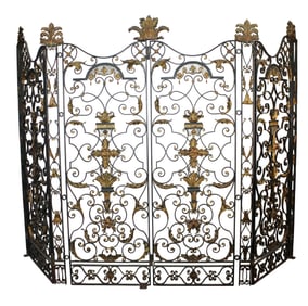 Lot of 4 scrolled iron panels with gilt accents