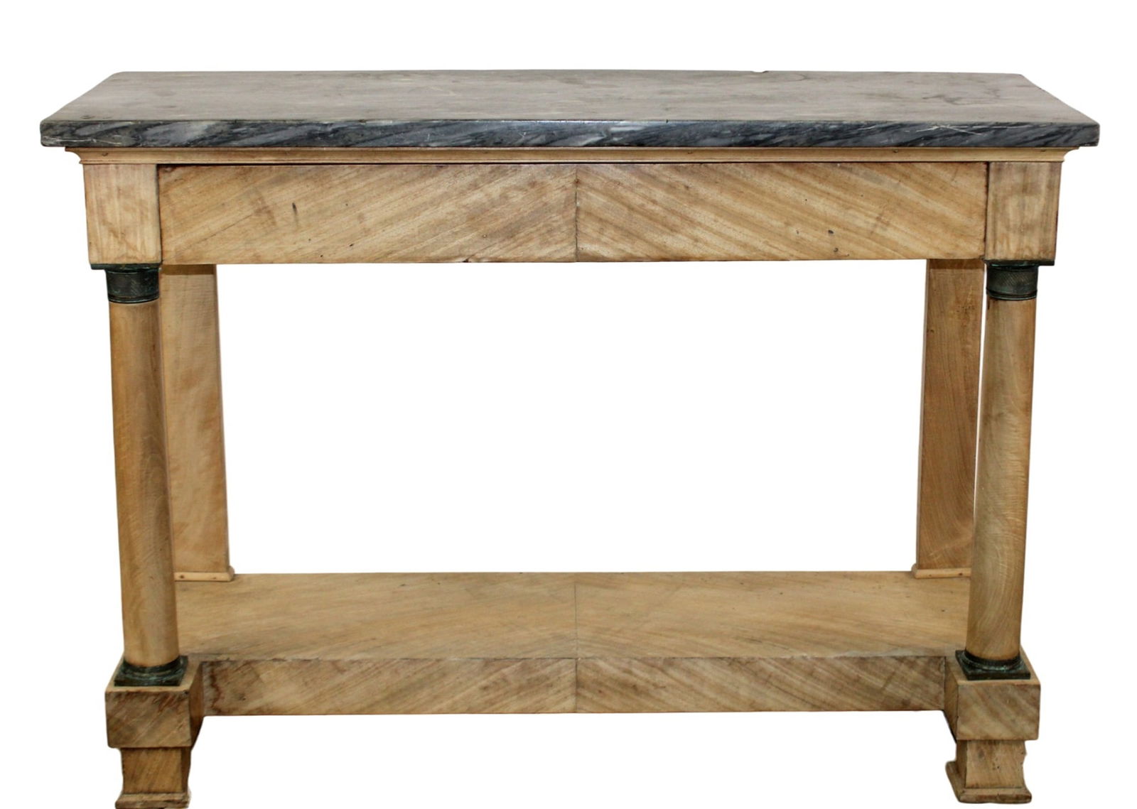 French Empire style console table in bleached burled walnut with marble top (1 of 11)