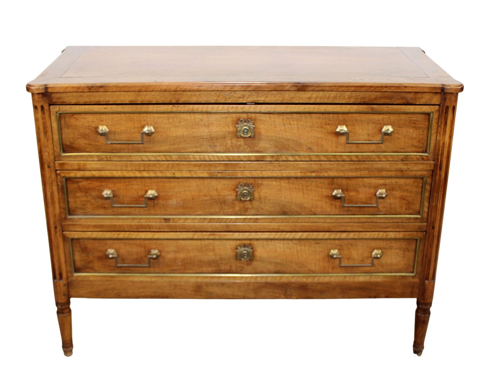 French Louis XVI style 3 drawer commode in walnut (1 of 7)