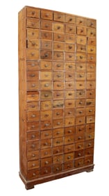 French multi drawer hardware chest in chestnut