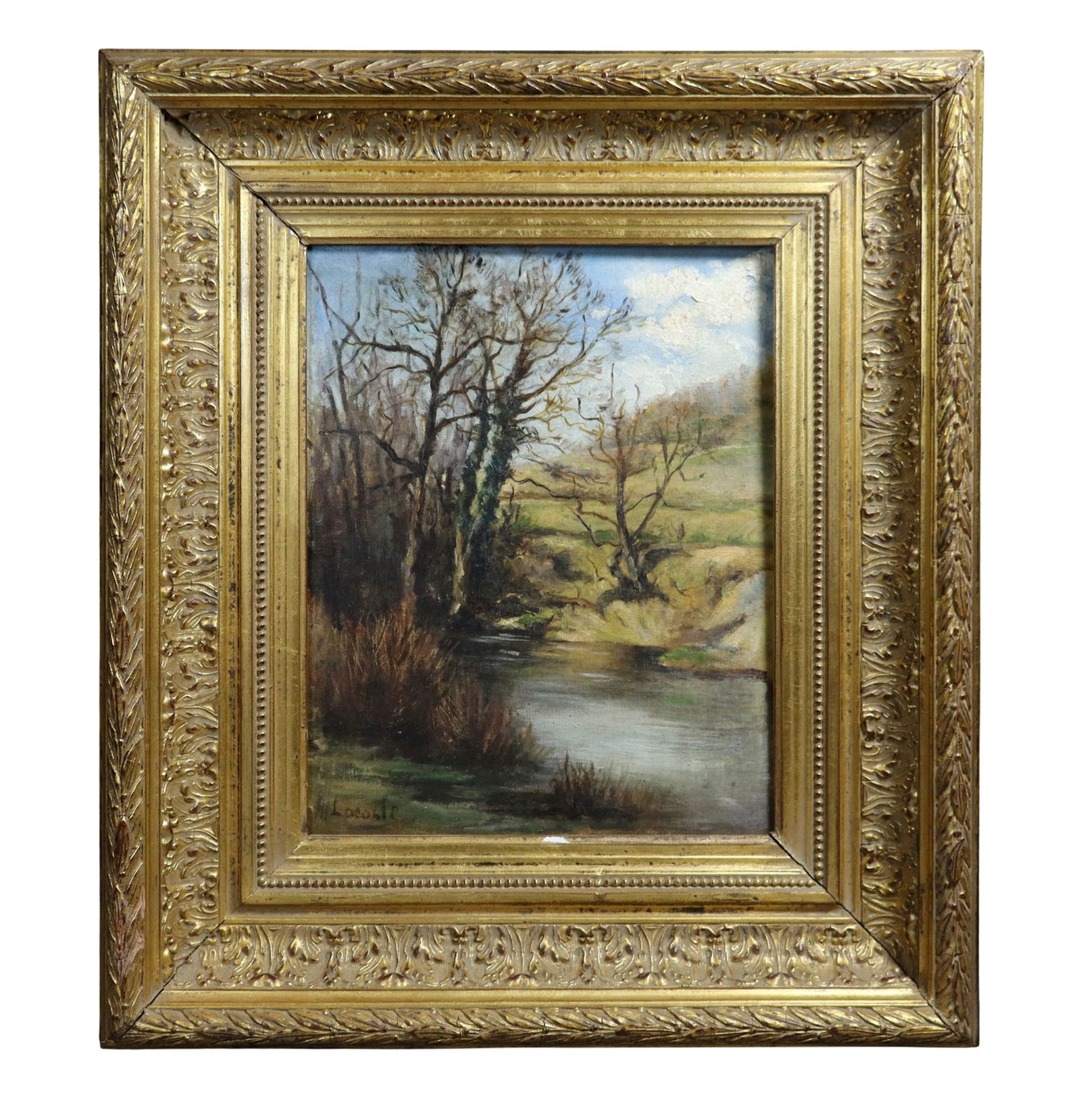 French oil on canvas landscape painting "H Laconte" (1 of 7)