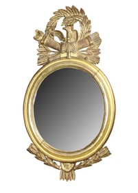 French Napoleon III gilt oval mirror with eagle