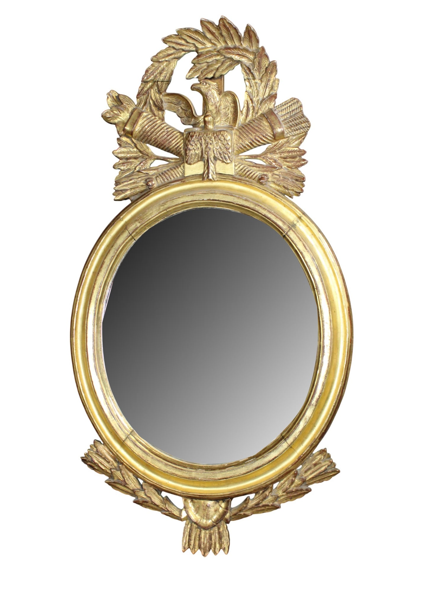 French Napoleon III gilt oval mirror with eagle (1 of 8)