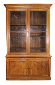 French Louis Philippe 2 door bookcase in burled walnut